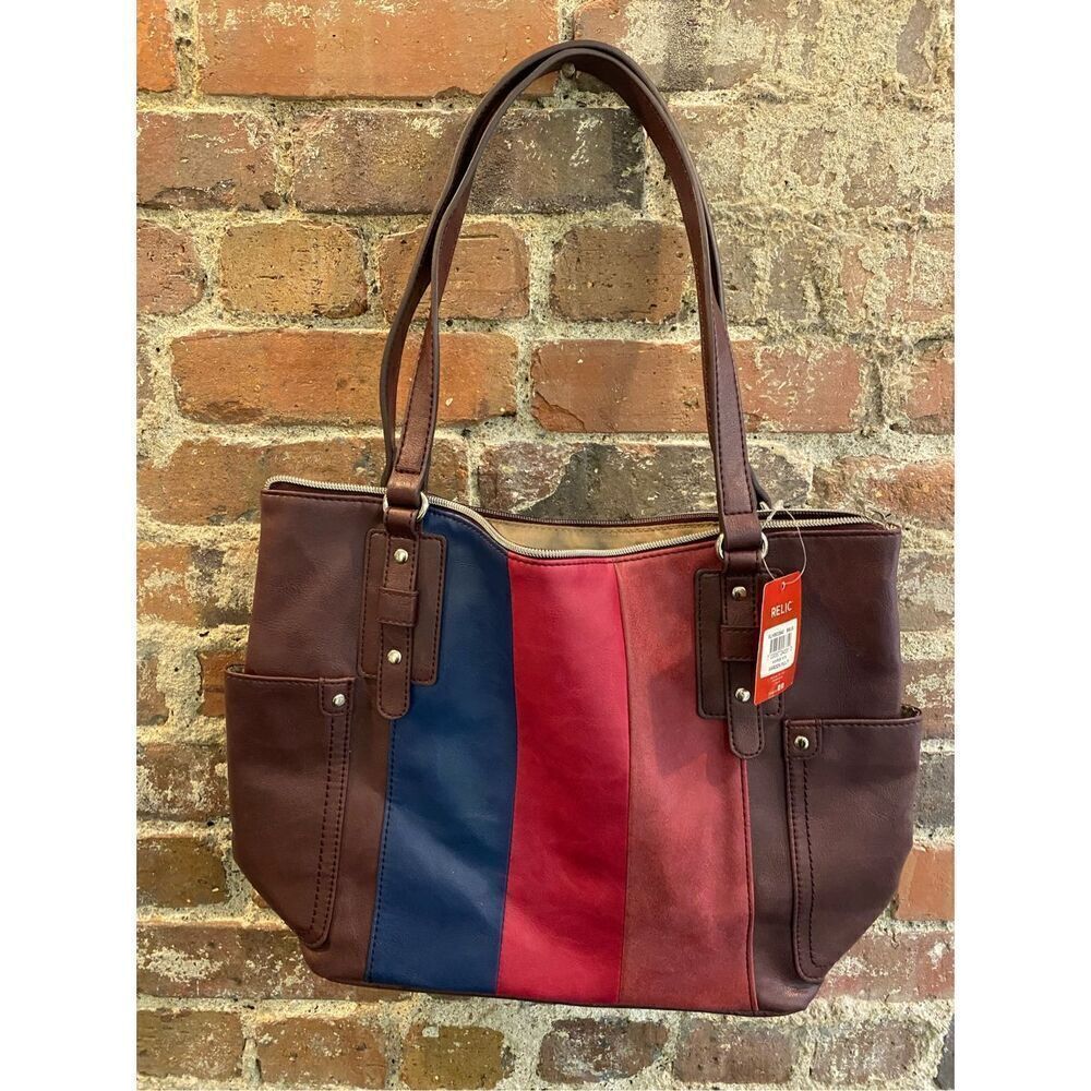 RELIC Monroe Tote Maroon Multi Women’s Handbag Purse NWT